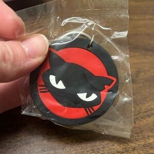 2000’s Emily The Strange Rubber Key Chain Black and Red Cat Key chain